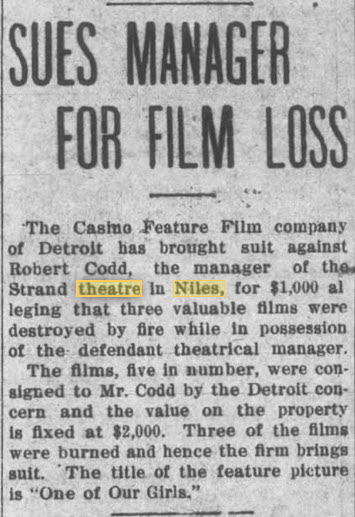 Strand Theatre - 14 SEP 1915 LAWSUIT OVER RUINED FILM